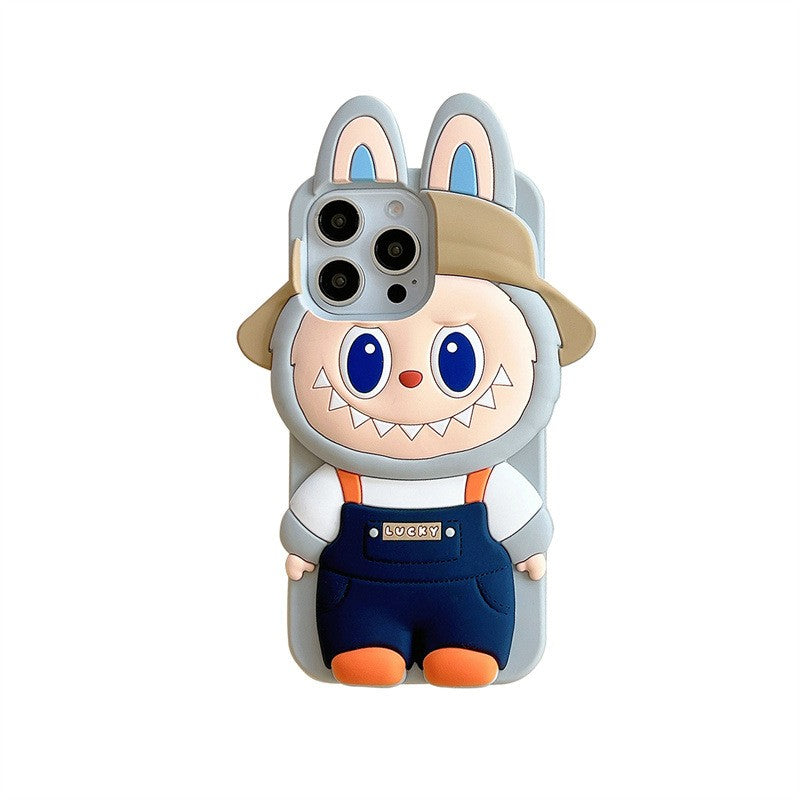 3D Labubu Bucket Hat Fall in Wild Silicone Phone Case-0