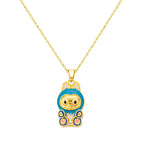 bts x Labubu Gold Enamel Pendant Necklace-2