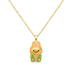 bts x Labubu Gold Enamel Pendant Necklace-4