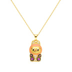 bts x Labubu Gold Enamel Pendant Necklace-6