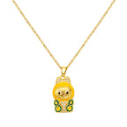 bts x Labubu Gold Enamel Pendant Necklace-7
