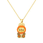 bts x Labubu Gold Enamel Pendant Necklace-8