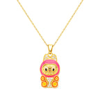 bts x Labubu Gold Enamel Pendant Necklace-9