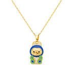 bts x Labubu Gold Enamel Pendant Necklace-11