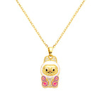 bts x Labubu Gold Enamel Pendant Necklace-12