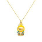 bts x Labubu Gold Enamel Pendant Necklace-13